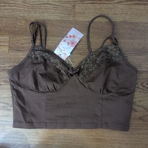 SHEIN Chocolate Lace Detail Bralette
